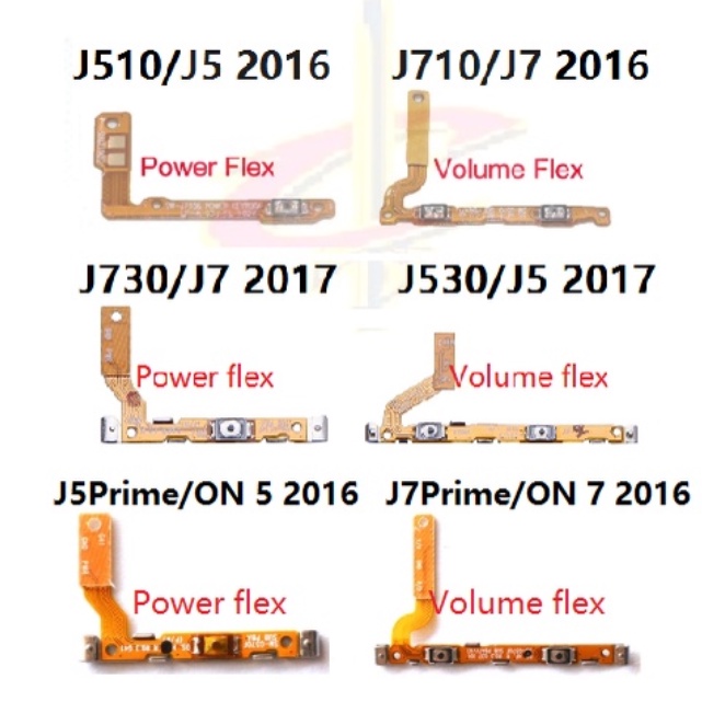 แพรปุ่มสวิตปิดเปิด ปุ่มเปิดปิด ปุ่มเปิดเสียง สําหรับ Samsung Galaxy J510 J710 J5 J7 Prime J730 J530 