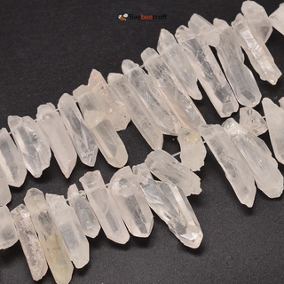 Beebeecraft 1 Strand Natural Quartz Crystal Beads Strands Nuggets Tusk Shape Dyed Clear 6~9x18~26mm Hole: 0.8mm about 46pcs/strand 16inches for DIY Jewelry Making