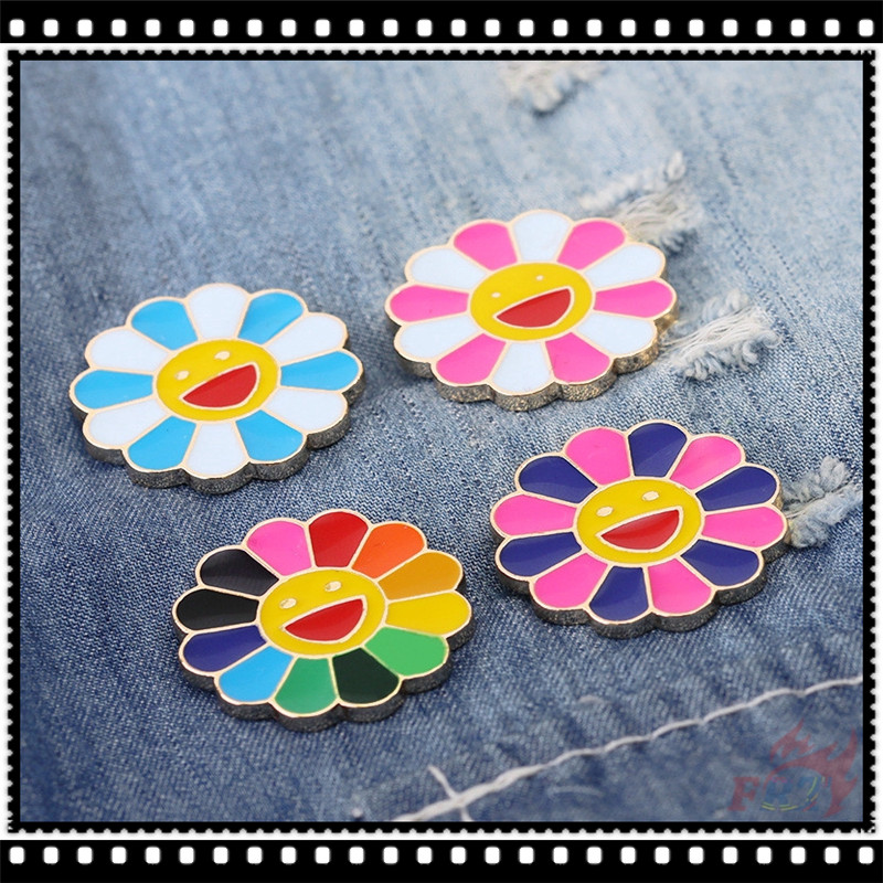 เข็มกลัด ลายดอกทานตะวัน Murakami Takashi เข็มกลัดแฟชั่น Doodle Enamel Pins สําหรับติดกระเป๋าเป้สะพายหลัง 1 ชิ้น