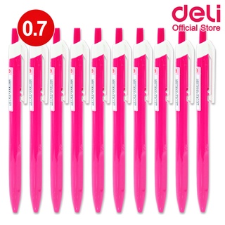 Deli Q03336 Ball point pen ปากกาลูกลื่น หมึกแดง ขนาดเส้น 0.7mm แพ็ค 10 แท่ง สุดค้ม ปากกา เครื่องเขียน ปากกาเขียนดี ปากกาแดง อุปกรณ์การเรียน