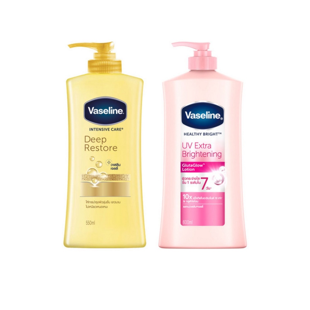 [1แถม1] Vaseline Lotion UV Whitening Pink / Deep Restore 500ml/500ml/400ml วาสลีน ชมพู/เหลือง ราคาถู