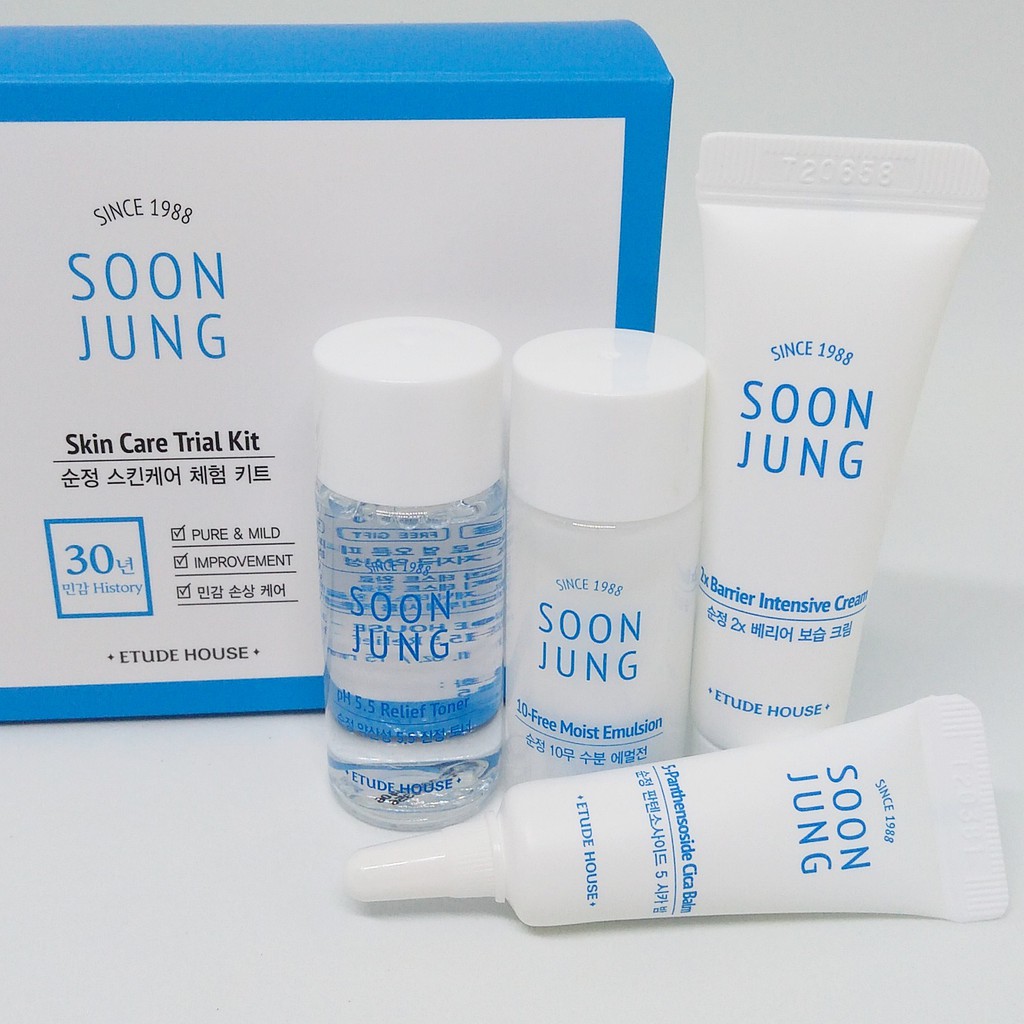 [Etude House]  Soon Jung Skin Care Trial Kit (4 Items) ชุดบำรุงผิวหน้าสำหรับผิวแพ้ง่าย บอบบาง