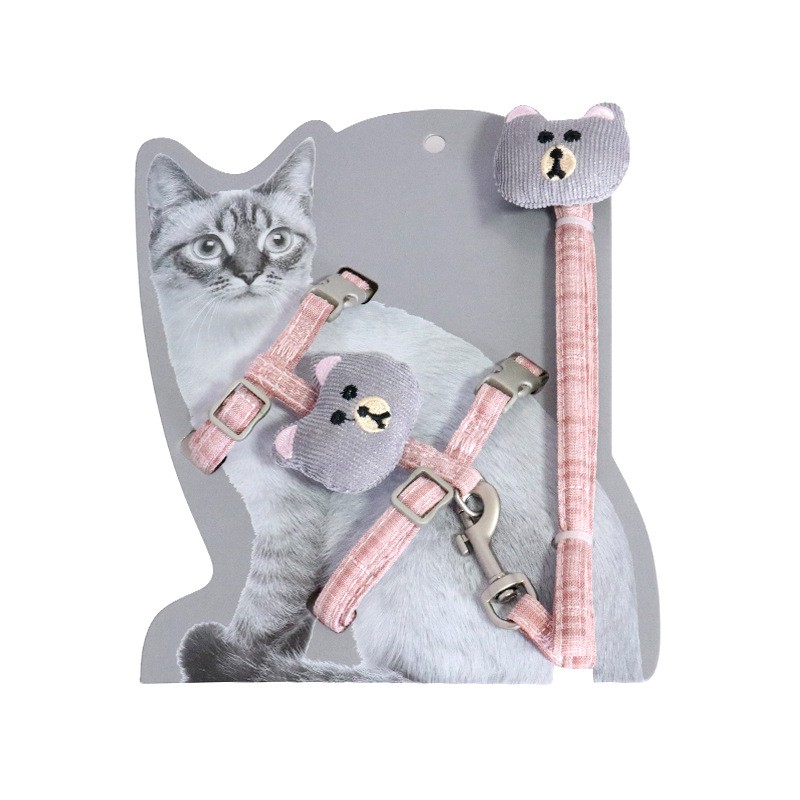 ∈ Cat go out Towing rope chain walking pet chest harness traction pull