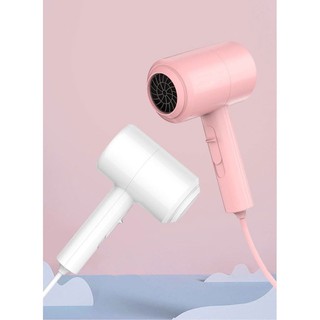 Miniไดร์เป่าผมไอออนแสงสีฟ้า Hair dryer ดูแลเส้นผม ผมแห้งไว พกพาสะดวก พลังงานสูงถึง1200W แถมฟรีหัวหมุนไดร์เป่าผม