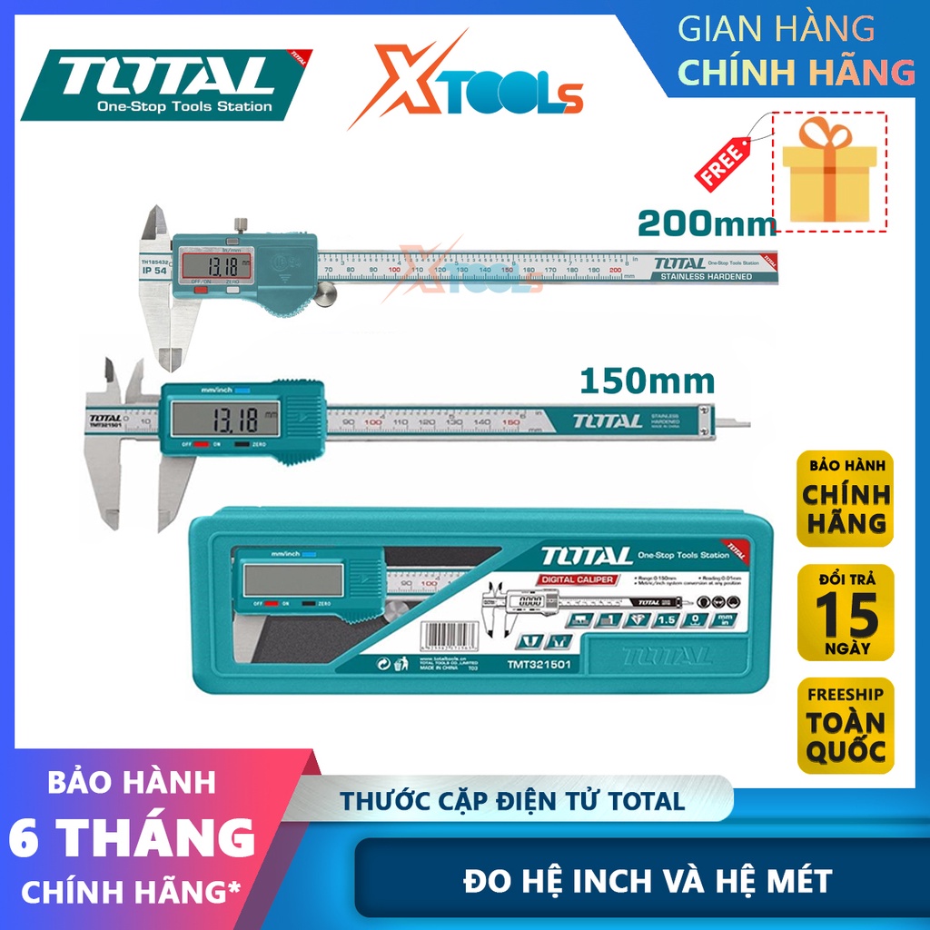 คาลิปเปอร์อิเล็กทรอนิกส์ TMT รวม321506, ช่วงการวัด 150 มม. หรือ 200 มม. ระบบวัด นิ้ว พร้อมความแม่นยํ