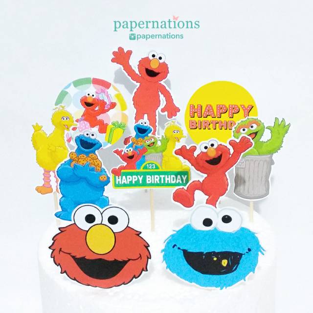 Sesame Street Cupcake Topper / Sesame Street Elmo Cookie Monster Topper / Sesame Street Cake Topper