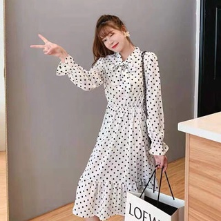 🔥Hot Sale /Polka Dot Dress 2022 Fashion Fresh Ladies Casual Slim Long Sleeve Dress