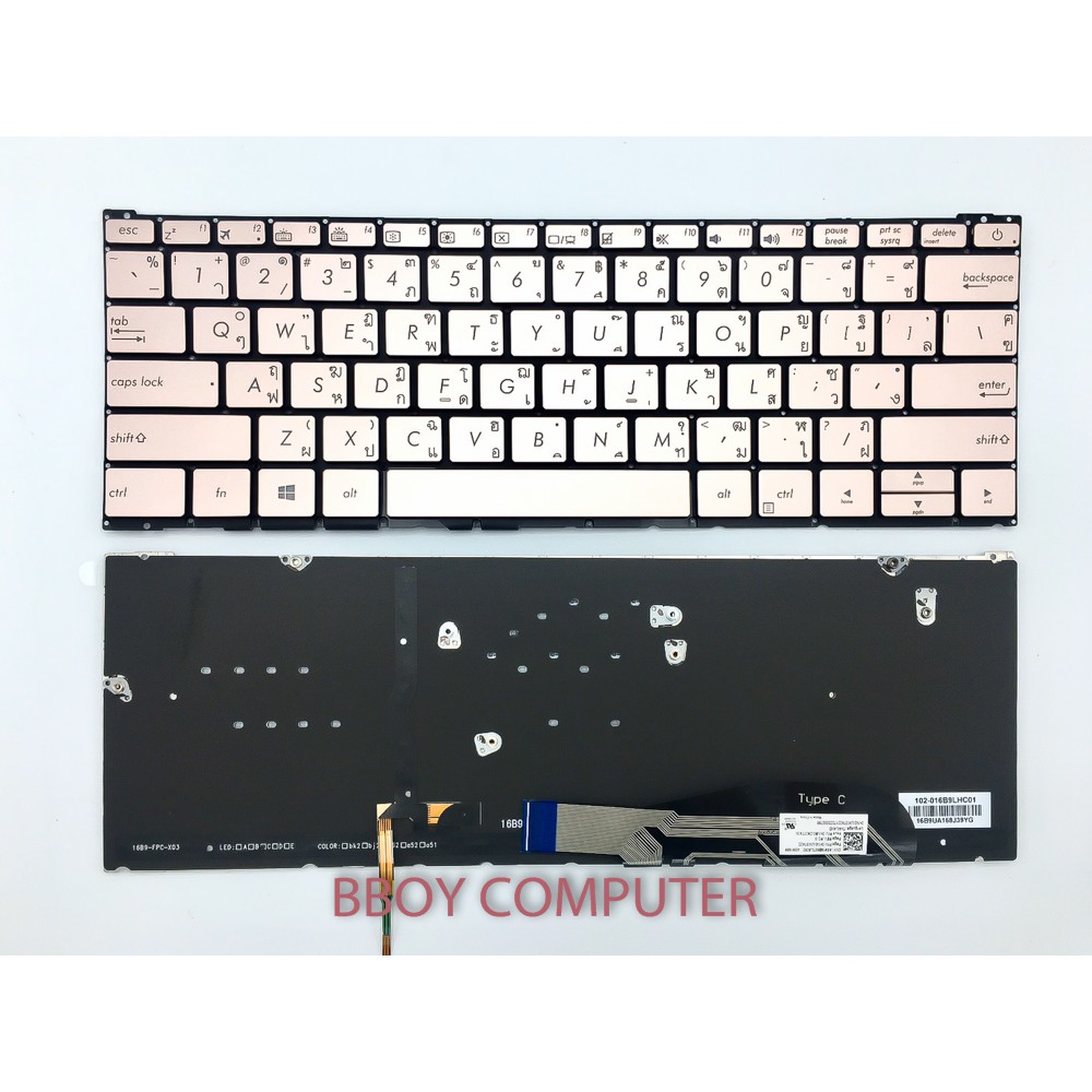 ASUS Keyboard คีย์บอร์ด ASUS Zenbook UX390UA สีทอง มี Backlite ไทย-อังกฤษ