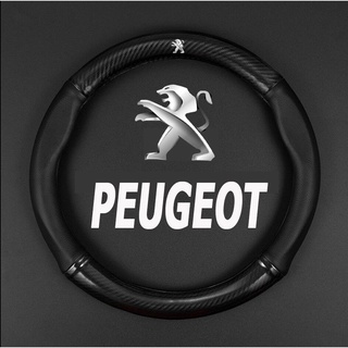 【 New 】 ปลอกหนังหุ้มพวงมาลัยคาร์บอนไฟเบอร์สําหรับ Peugeot 206 207 208 308 406 408 508 2008