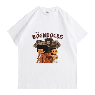 เสื้อยืดผ้าฝ้ายพิมพ์ลายแฟชั่น เสื้อยืด ผ้าฝ้ายแท้ พิมพ์ลาย The Boondocks Huey And Riley ทรงหลวม สีดํา สําหรับผู้ชาย 2022