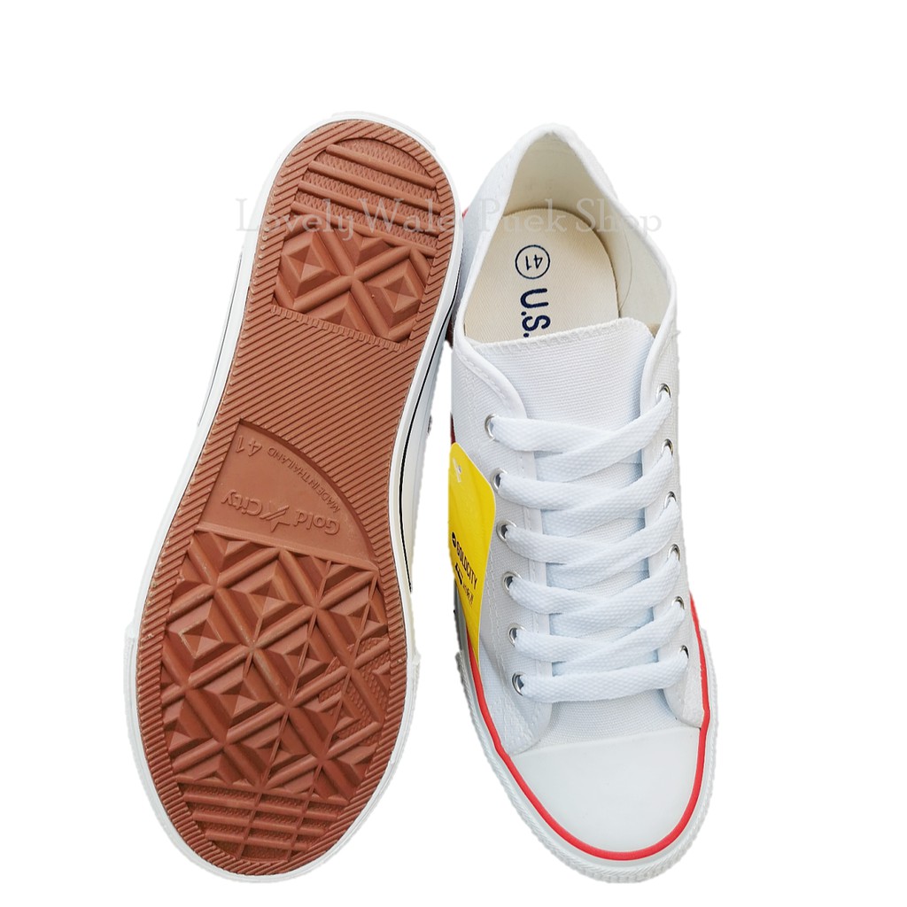 รองเท้าผ้าใบGoldCity-1207Classic canvas สีขาวแดง  Size 35-45 - รูปที่ 4