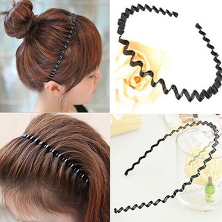 Mens Womens Black Wavy Hair Head Hoop Band Fashion Sport Headband Hairband