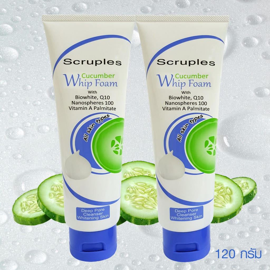 (2 หลอด) โฟมล้างหน้า สครูเพิลส์ สูตรไบโอไวท์ โคเอนไซม์ คิวเทน หน้าขาวใสเด้ง ลดสิวอุดตัน สิวเสี้ยน 120g SCB-WF917L (2 P)