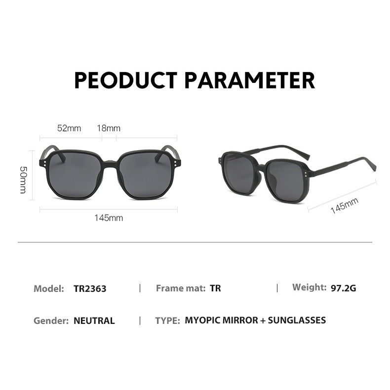 5 PACK Clipon Sunglasses Polarized 1 Square Eyeglass Frames Mens