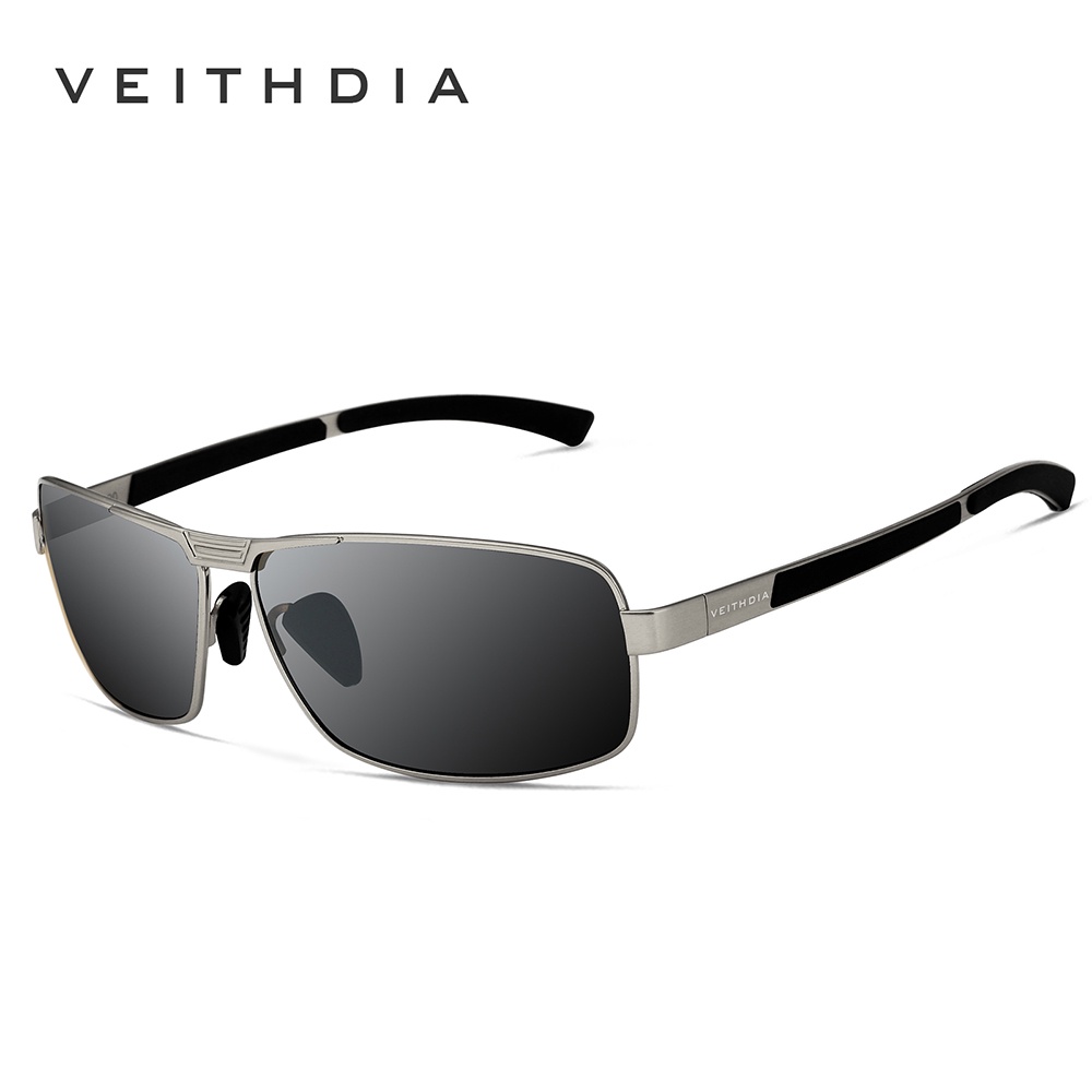 [พร้อมกล่อง] Veithdia 2490 แว่นตากันแดด เลนส์โพลาไรซ์ กรอบโลหะผสม ทรงสี่เหลี่ยมผืนผ้า คุณภาพสูง สไตล์วินเทจ เดินทาง กลางแจ้ง สําหรับผู้ชาย