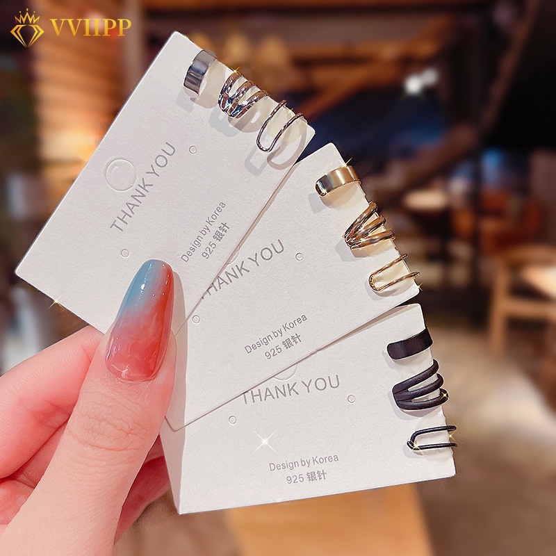Ifme 3 ชิ ้ น/Set แฟชั ่ น Simple Gold Sliver สีดําคลิปต ่ างหูชุดสําหรับผู ้ หญิงอุปกรณ ์ เสริมเครื ่ องประดับ