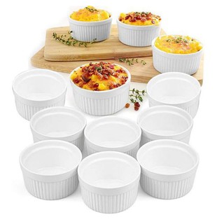 3 inch Ceramic Ramekins Souffle Baking Cups for Creme Brulee Custard Dessert Dishes White