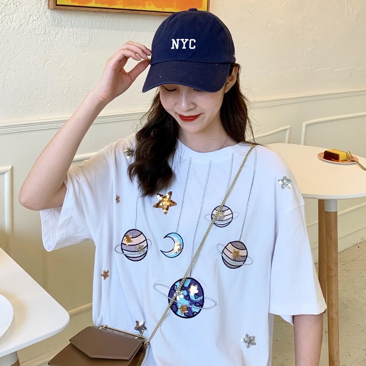 SUNDAY2020 🎀 เสื้อยืดสกรีนลายอวกาศน่ารักๆ 🔥 สีสันสดใส เนื้อผ้านิ่มใส่สบาย 🔥