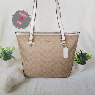 💕 ZIP TOP TOTE IN SIGNATURE COATED CANVAS COACH F58294