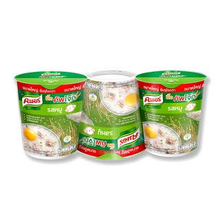 🔥*พร้อมส่ง*🔥 คนอร์คัพ โจ๊กกึ่งสำเร็จรูป รสหมู 50 กรัม x 3 ถ้วย Knorr Big Cup Jok Pork 50 g x 3 Cup