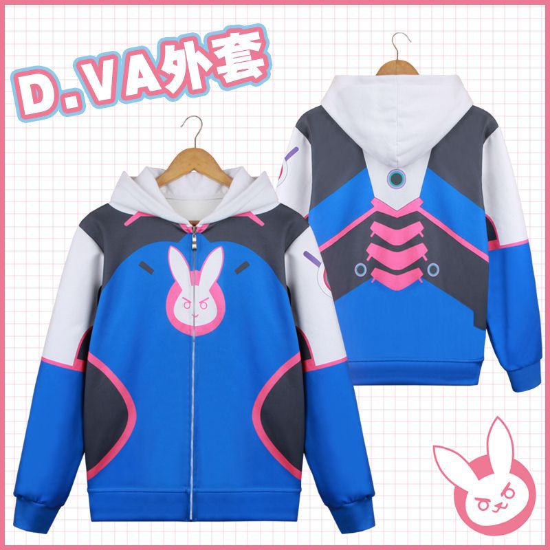 Overwatch คอสเพลย์เครื่องแต่งกายอะนิเมะ DVA Rabbite ชุดเบสบอล Unisex แขนยาวทุกวัน Casual Hoodies