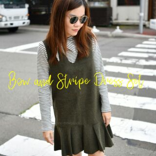 เดรส Bow &amp; Stripe Dress Set ชุดเดรสเซ็ท2ชิ้น