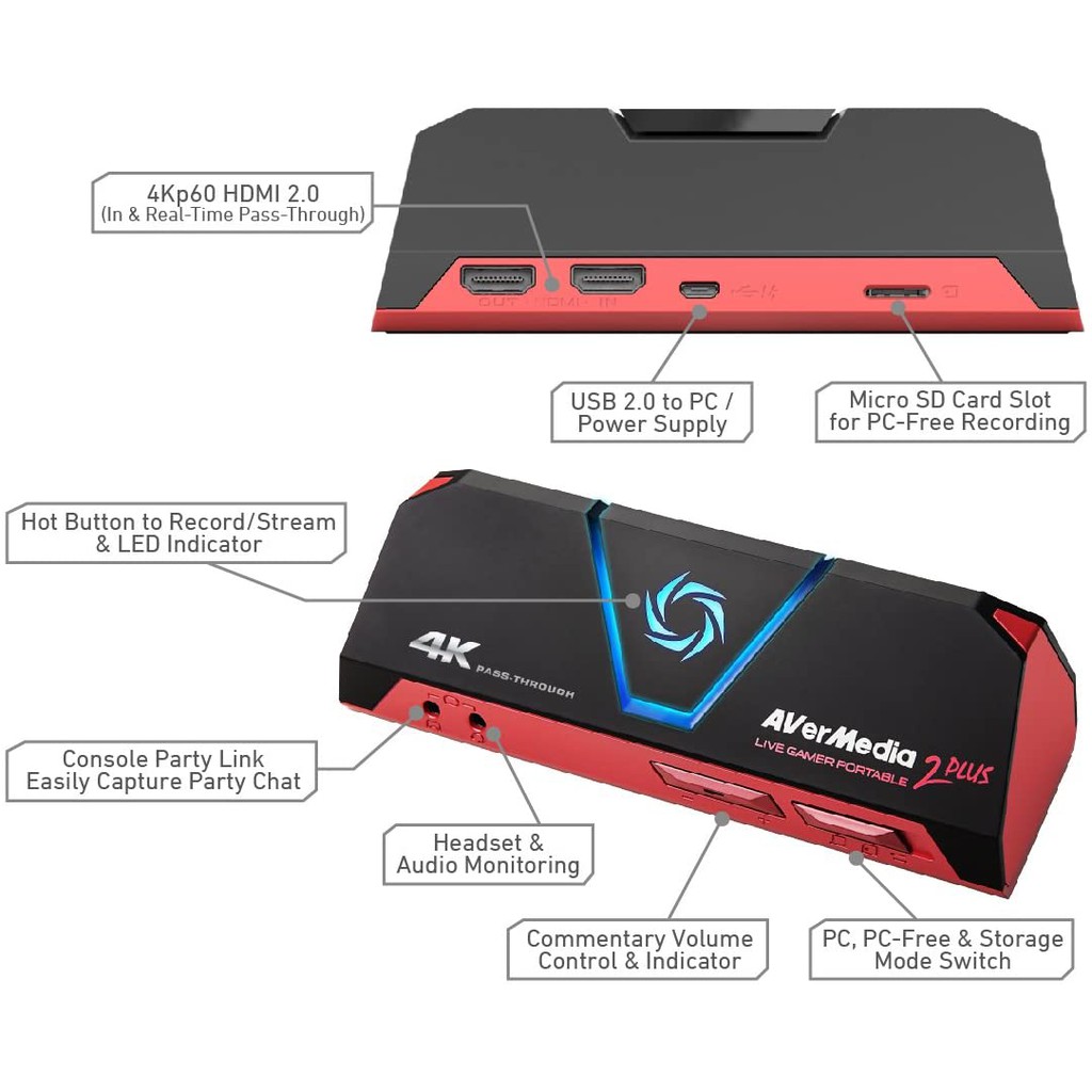 Content Creation Tool AVerMedia Live Gamer Portable 2 Plus - 4K