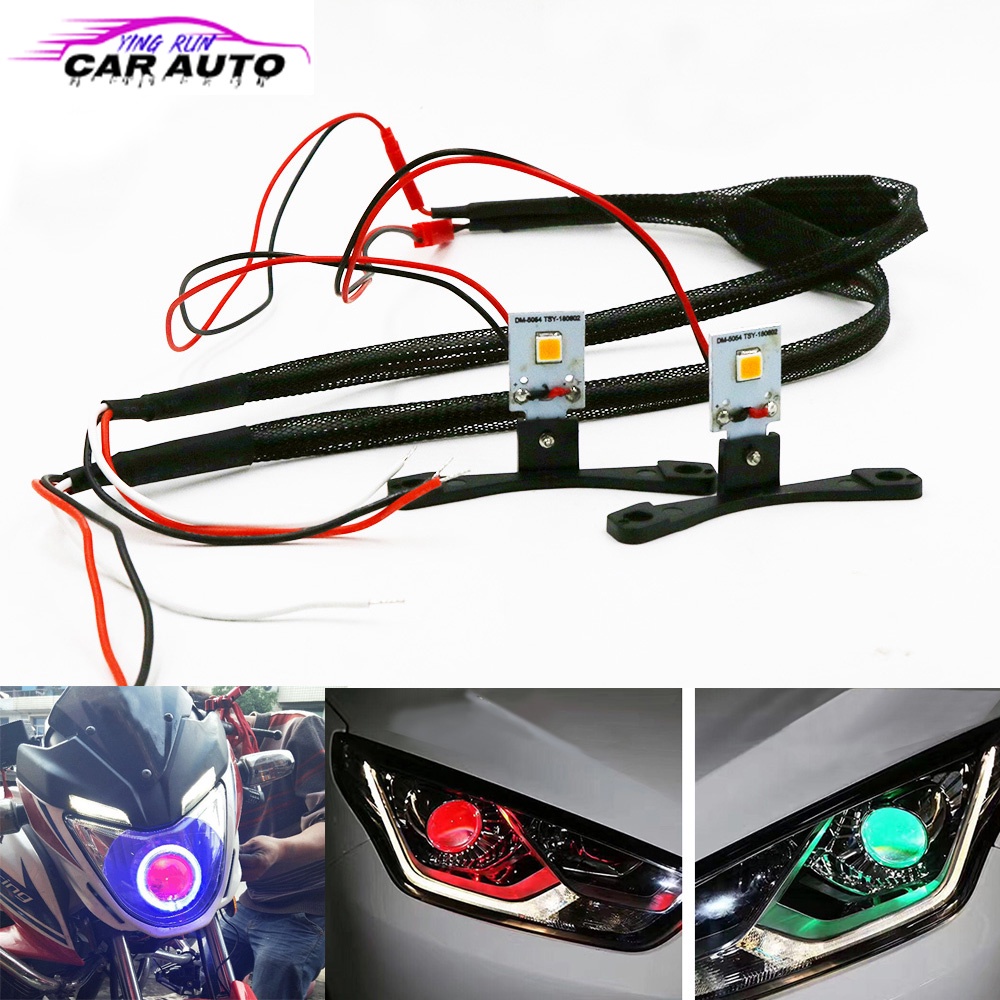 2pcs รถ LED Devil Eyes ปีศาจ Evil Eye DRL ไฟวิ่งกลางวัน LED โมดูลสําหรับไฟหน้าโปรเจคเตอร์เลนส์ Retrofit DIY ไฟรถยนต์