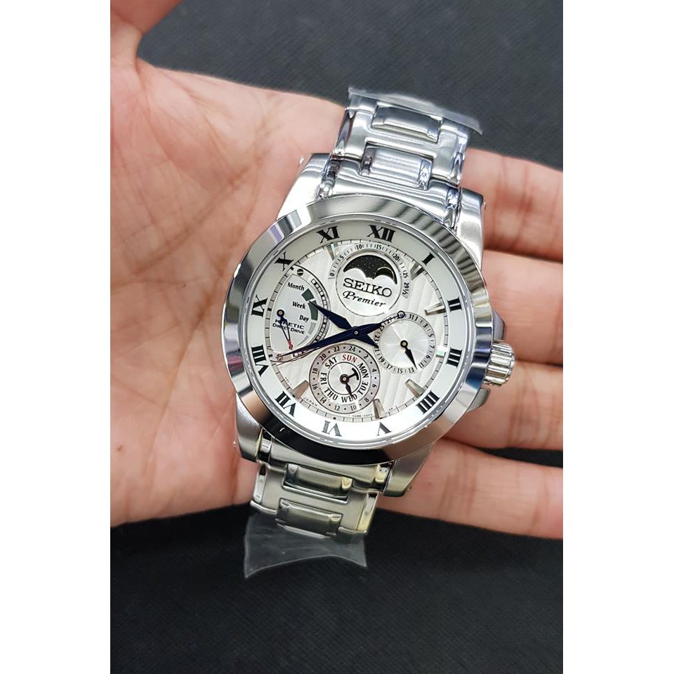 นาฬิกาข้อมือ ผู้ชาย SEIKO Premier Kinetic Direct Drive Moon Phase SRX011P1