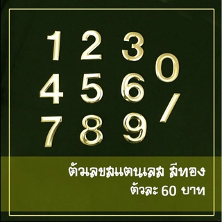 ตัวเลขสแตนเลส สีทอง เกรด 304  ขนาดสูง 5.4 ซม.