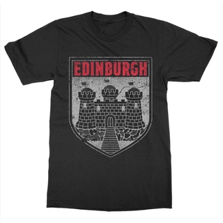 เสื้อยืดผ้าฝ้ายพิมพ์ลายขายดี ใหม่  เสื้อยืดลําลอง พิมพ์ลาย Edinburgh Scotland Castle Rock ลายสก๊อต เหมาะกับการพกพา