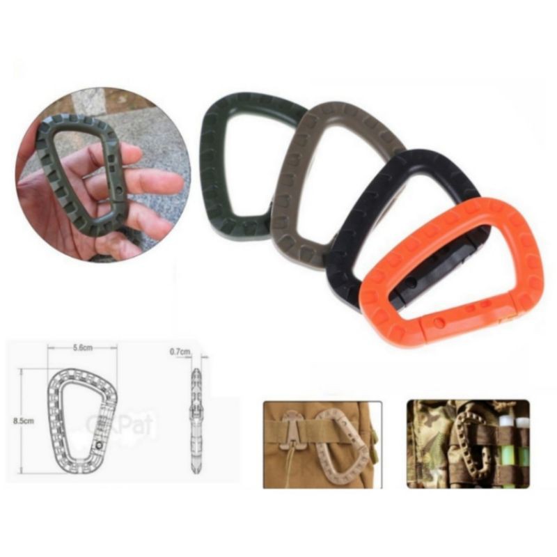 แพ็ค 4 ชิ้นคละสี คาราบิเนอร์ Carabiner D พวงกุญแจ ตะขอเกี่ยว