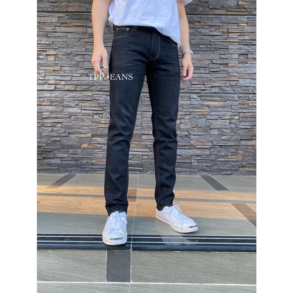 ๋JEANSEXPRESS Dark Slim-Fit Denim กางเกงยีนส์ชายสีดำยีนส์ ทรงสลิมสวย เป้าซิป งานตัดเย็๋บอย่างดี มีไซส์ใหญ่ Size 28-42 ราคา ถูกที่สุด ดีลบีเคเค แกลเลอรีภาพที่ 4