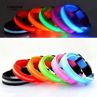 Tianshan หมาแมวสุนัขปลอดภัยกลางคืนกระพริบ Luminous LED Light Pet Collar