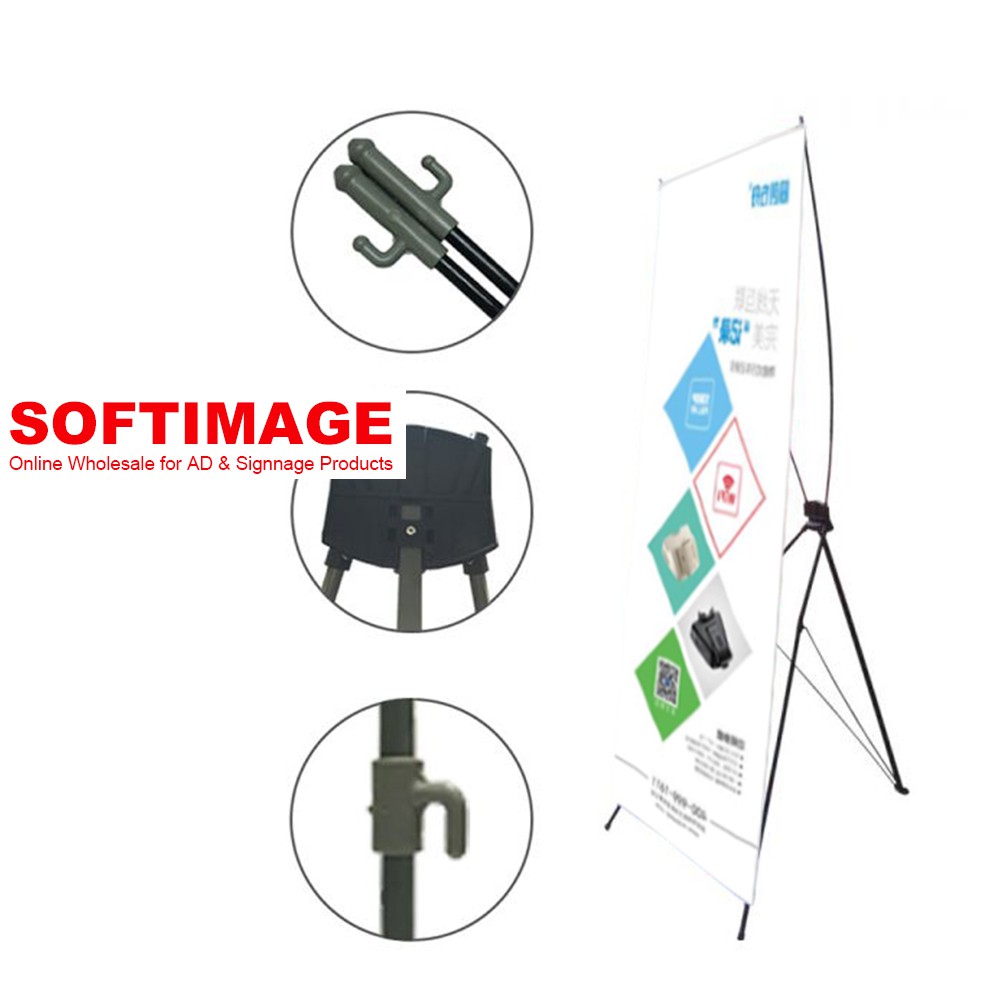 ขาตั้งป้ายรวมงานพิมพ์  ขาตั้งป้าย  ขาตั้งป้าย รูปทรงตัว X หรือโครงแขวนภาพ ขนาด  60X160 80X180ซ.ม. X Frame C