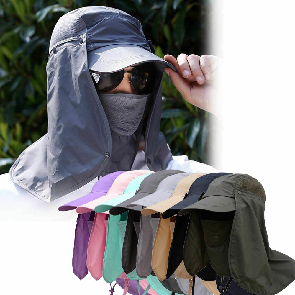 หมวกผ้ากันแดด หน้ากากบังแดดร้อน ระบายอากาศดี ปิดหน้าถีงคอรอบ 360 สามารถถอดที่ปิดหน้าและปีกได้ UPF50+ sunproof cover Cap - รูปที่ 6