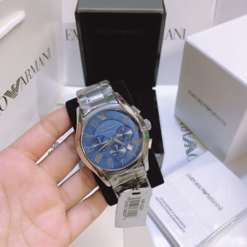 ้แท้💯Emporio Armani 43mm AR1635 Classic Blue Chronograph Watch