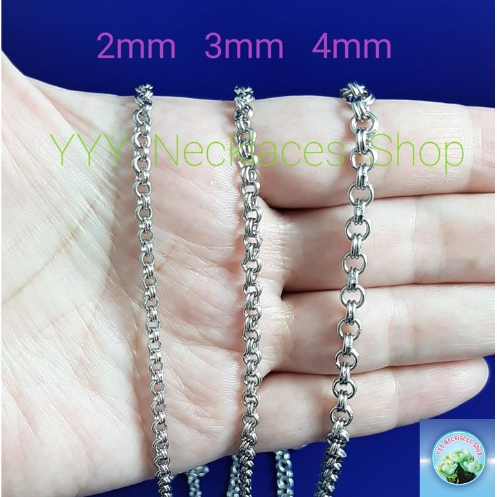 สร้อยคอสแตนเลสแท้ สินค้าไทย ลายห่วงคู่ สร้อยคอห้อยพระ ผู้หญิง ผู้ชาย เด็ก ไม่ลอก ไม่ดำ SL21.168
