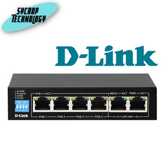 SWITCH (สวิตซ์) D-LINK 6 PORT DES-F1006P-E - 250M 10/100 SWITCH WITH 4 POE PORTS AND 2 UPLINK PORTS