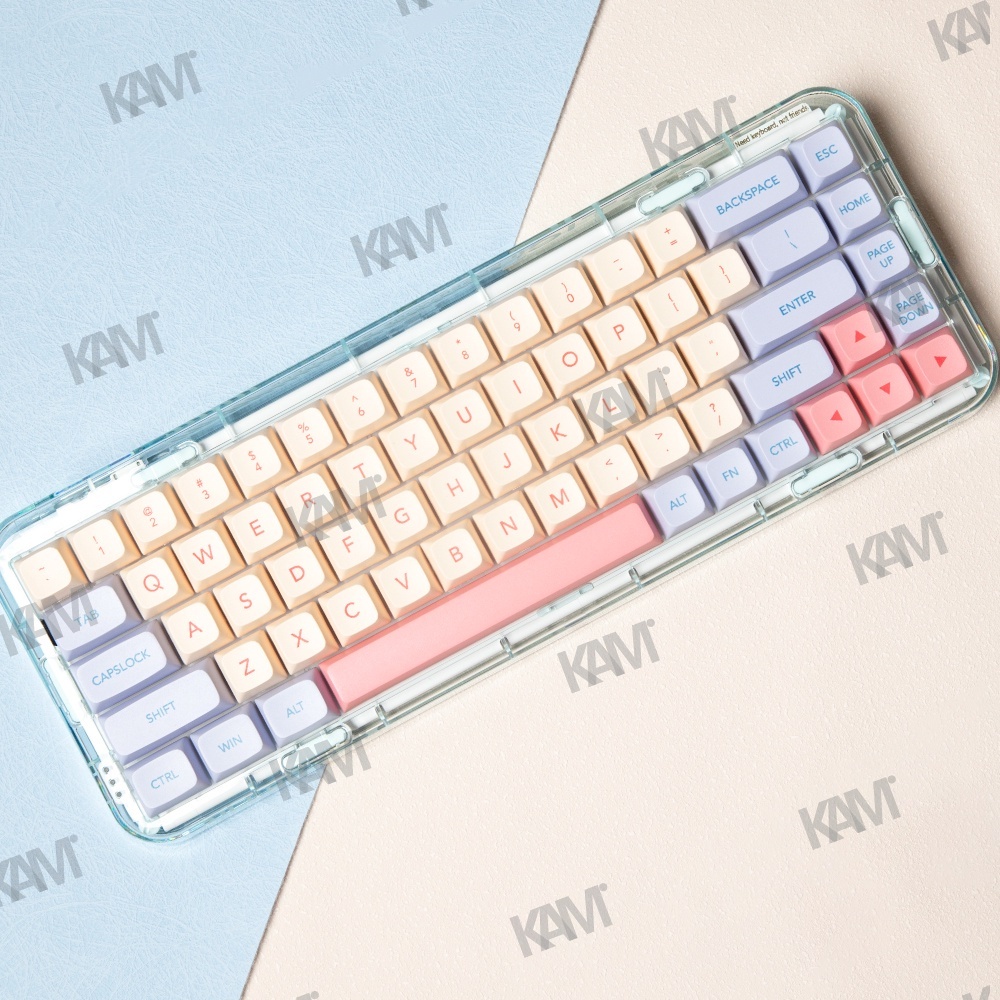 Kam XDA PBT 132 คีย์สีชมพู Marshmallow Keycaps Dye Sublimation DIY Keycaps สําหรับ 108/104/87/84/68/