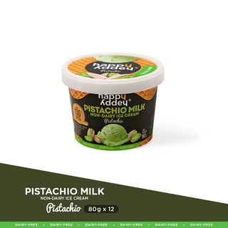Happy Addey Pistachio Ice Cream Vegan 80g X 12 cups (แฮปปี้แอดดี้ ไอศกรีมนมพิสตาชิโอ สูตรเจ ปราศจากนมวัว )