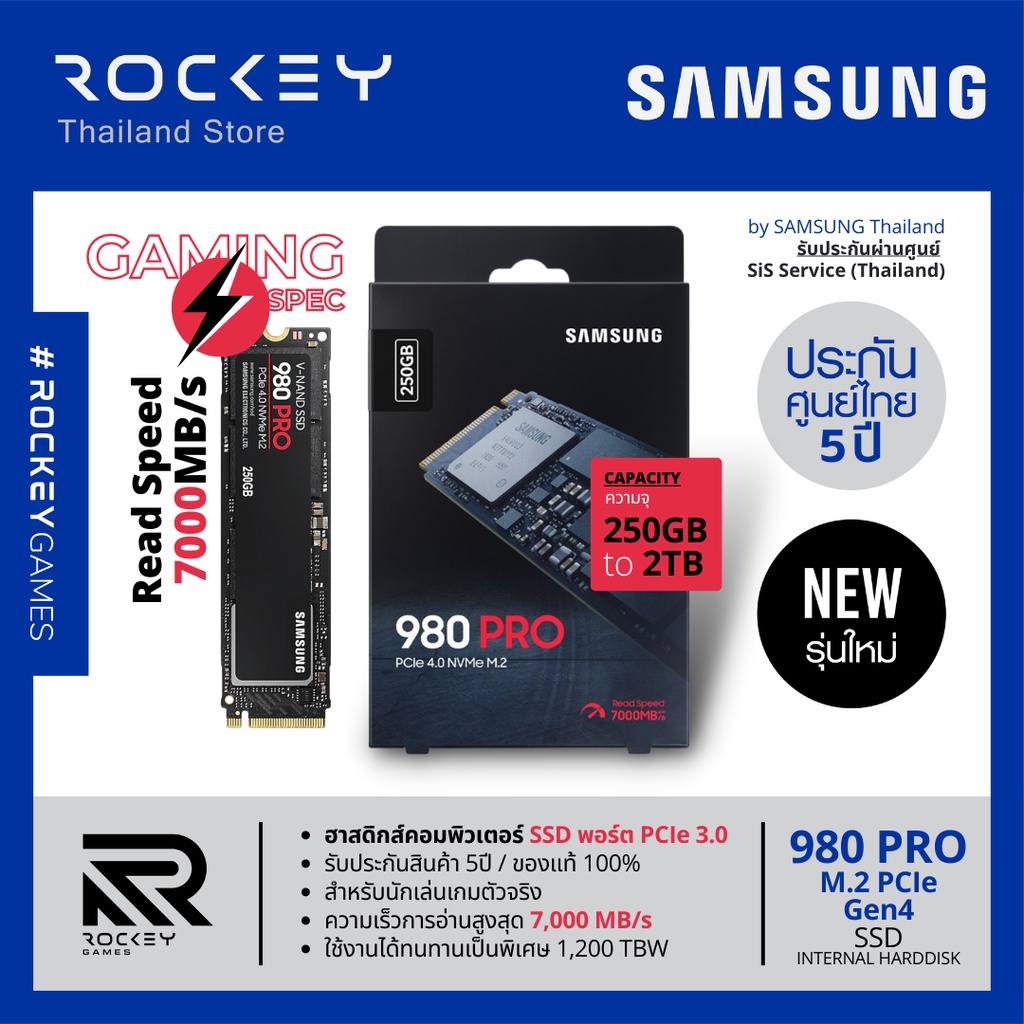 Samsung SSD - 980 PRO [250GB 500GB 1TB 2TB]  M.2 MLC / PCIe Gen.4 NVMe Harddisk เอสเอสดี