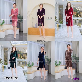 TW11672 Dress เดรสป้ายหน้าอกไขว้