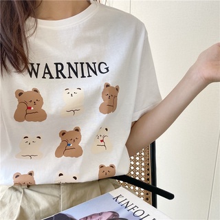 🔥 (พร้อมส่ง) •ลายใหม่เสื้อยืดลาย bear warning ครบไซส์S-2XL