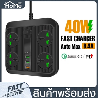 ปลั๊กไฟ ปลั๊กพ่วง ปลั๊กสามตา  สายยาว 2เมตร กำลังสูงสุด 3000W-16A  ปลั๊กสายต่อพ่วง มีช่องเสียบ USB มากสุดถึง 6 Port