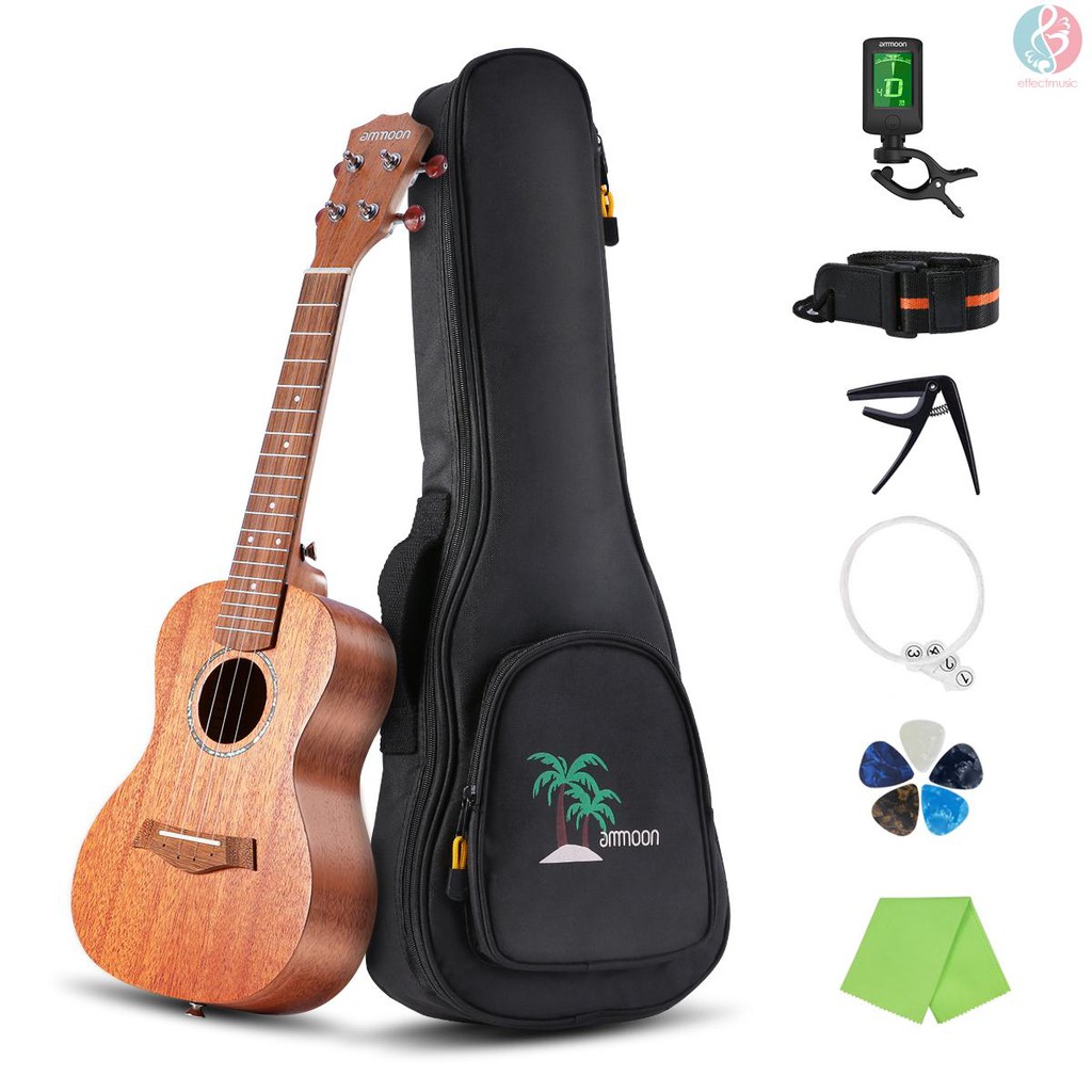E*M ammoon 23 Inch Acoustic Concert Ukulele Kit Mahogany Plywood