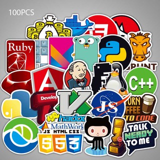 ⚡พร้อมส่ง⚡100ชิ้น โลโก้ โปรแกรมเมอร์ computer software dev hacker สติ๊กเกอร์ sticker พลาสติกกันน้ำ สีคมชัด