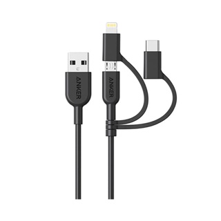 Anker PowerLine II 3 in 1 Charging Cable (90cm) สายชาร์จจบในเส้นเดียว มีครบ Micro USB, Lightning และ USB-C - AK121