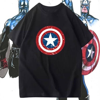 [S-5XL]เสื้อยืดแขนสั้น ผ้าฝ้าย พิมพ์ลาย Marvel Joint Captain America Iron Man