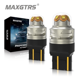 Maxgtrs 2x สว่างมาก 360° หลอดไฟเบรกท้ายรถยนต์ LED 7443 W21 5W 1157 BAY15D สีขาว แบบเปลี่ยน